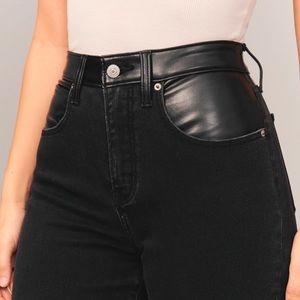 Abercrombie mixed fabric curve love high rise super skinny ankle jean